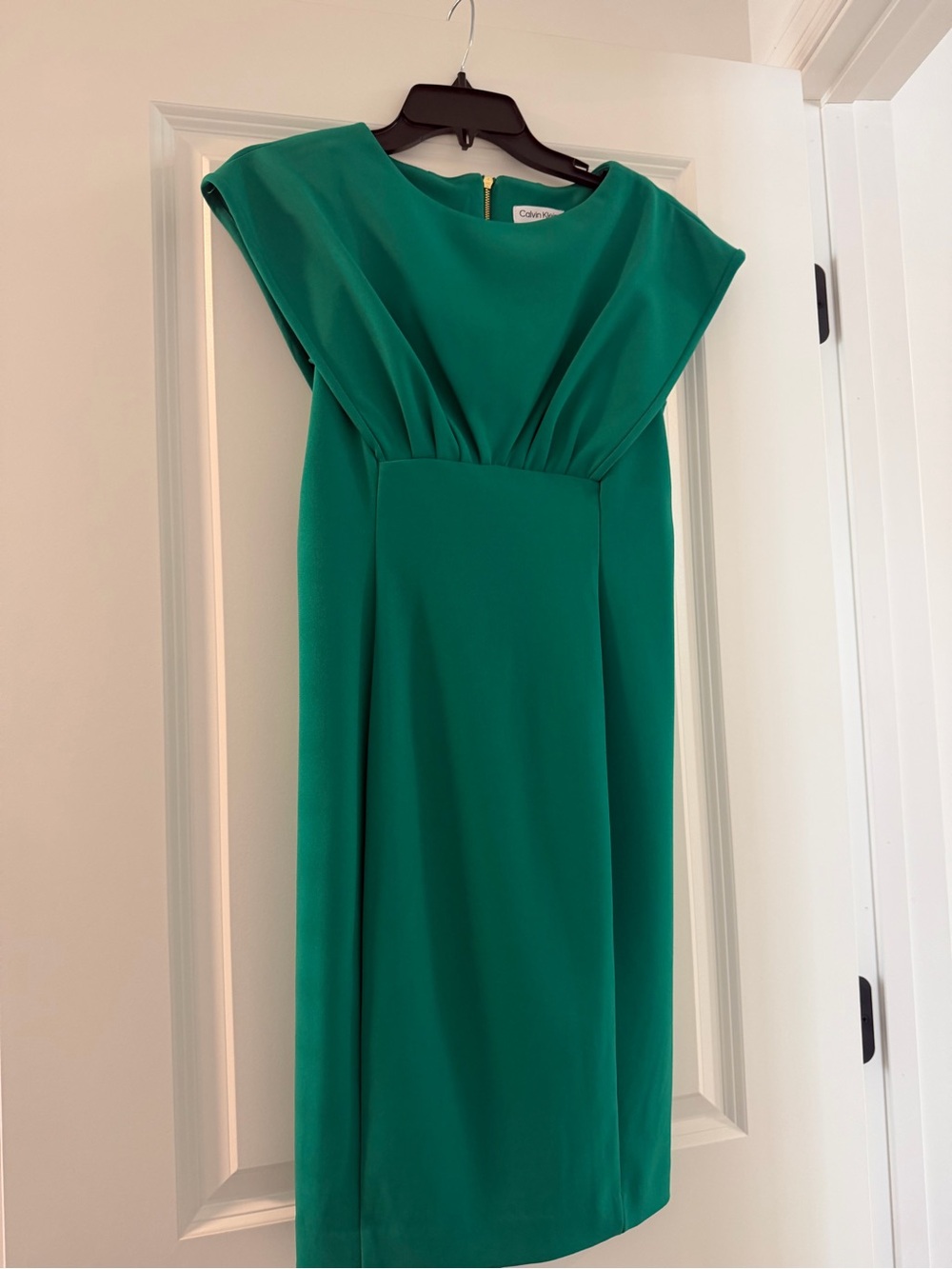 Calvin Klein Emerald Green Midi Sheath Dress 4 PETITE